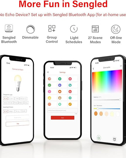 Sengled Smart Light Bulb, E12 Smart Bulb, S1 Auto Pairing with Alexa Devices, Candelabra Light Bulbs, Smart Chandelier Light Bulbs That Work with Alexa, 45W Equivalent, Warm Light Bulbs, 4-Pack Sengled