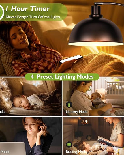 Arc Floor Lamps for Living Room,Modern Tall Standing Lamp Remote Control,Stepless Dimmable Bronze Floor Lamp with Hanging Dome Shade,Over Couch Arched Reading Lamp for Bedroom, Office (Bulb Included) - LeafyLoom