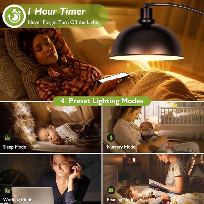Arc Floor Lamps for Living Room,Modern Tall Standing Lamp Remote Control,Stepless Dimmable Bronze Floor Lamp with Hanging Dome Shade,Over Couch Arched Reading Lamp for Bedroom, Office (Bulb Included) - LeafyLoom