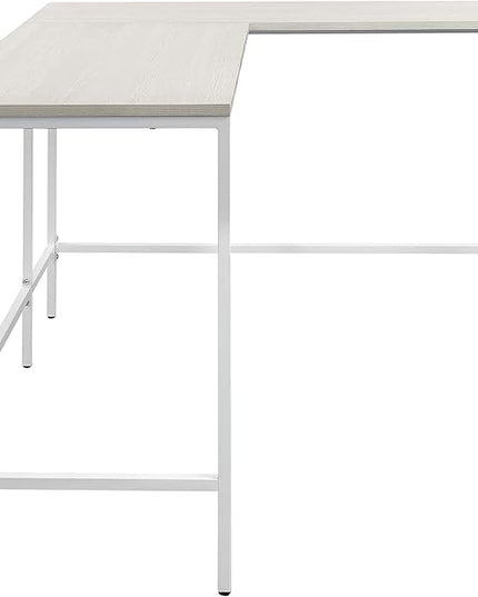 OSP Home Furnishings Contempo L-Shaped Desk, White - LeafyLoom