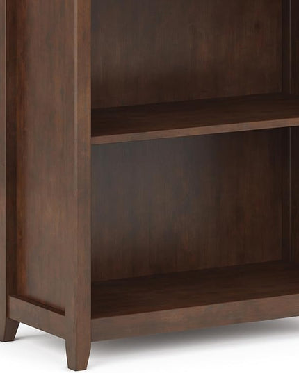 SIMPLIHOME Amherst SOLID WOOD 30 Inch Transitional 5 Shelf Bookcase in Russet Brown, For the Living Room, Study Room and Office - LeafyLoom