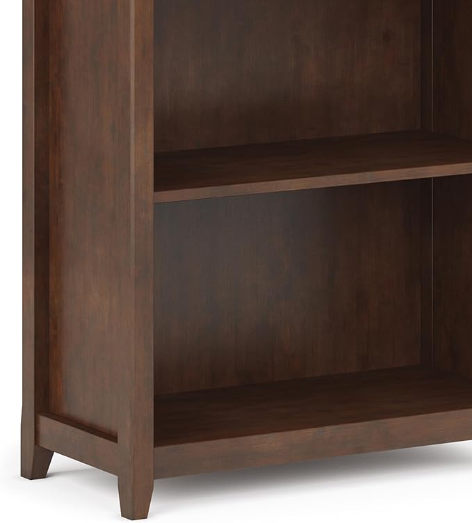 SIMPLIHOME Amherst SOLID WOOD 30 Inch Transitional 5 Shelf Bookcase in Russet Brown, For the Living Room, Study Room and Office - LeafyLoom