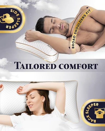 Royal Therapy King Memory Foam Pillow, Adjustable Shredded Odor-Free Pillow for Neck & Shoulder Pain Relief, Support for Back, Stomach, Side Sleepers - LeafyLoom