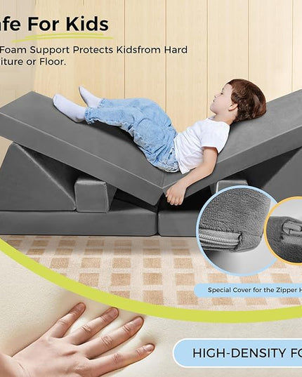 Modular Kids Play Couch, 18pcs Toddler Floor Sofa, Sectional Couch for Children, Fortplay Bedroom and Playroom Furniture for Playing, Creativing, Convertible Foam and Floor Cushion for Boys and Girls - LeafyLoom