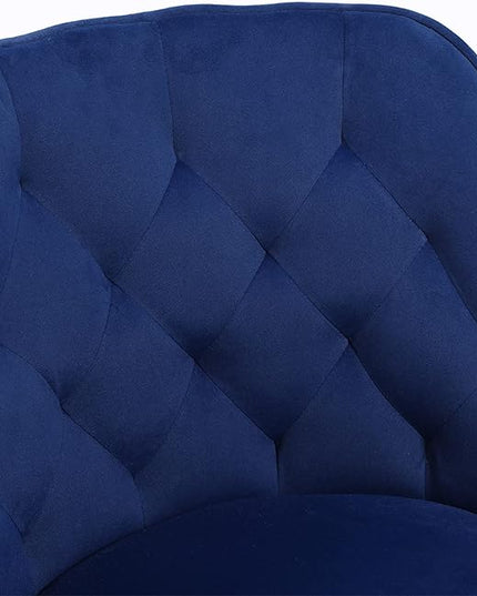 Velvet Desk Chair Vanity Chair for Makeup with Wheels and Back Home Office Chair Adjustable Rolling Swivel Chair for Bedroom Vanity Room Blue - LeafyLoom