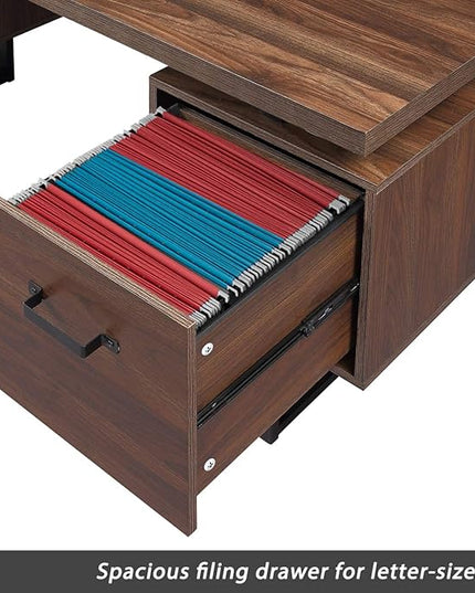 NicBex Laik-DW-00005-DX Desks, 59" W x 23.6" D x 30" H, Brown - LeafyLoom
