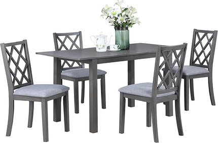 NicBex Dining Table Set for 4 Kitchen Table Set 5-Piece 59.5" Extendable Wood Dining Set with Upholstered Seat Cushion for Small Space, Living Room, Breakfast Nook, Gray - LeafyLoom