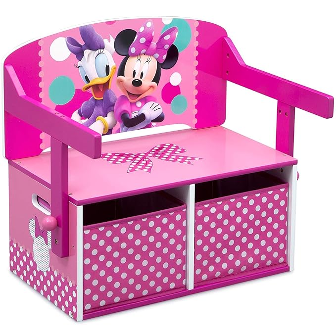 Delta Children Kids Convertible Activity Bench - Greenguard Gold Certified, Disney Minnie Mouse - LeafyLoom