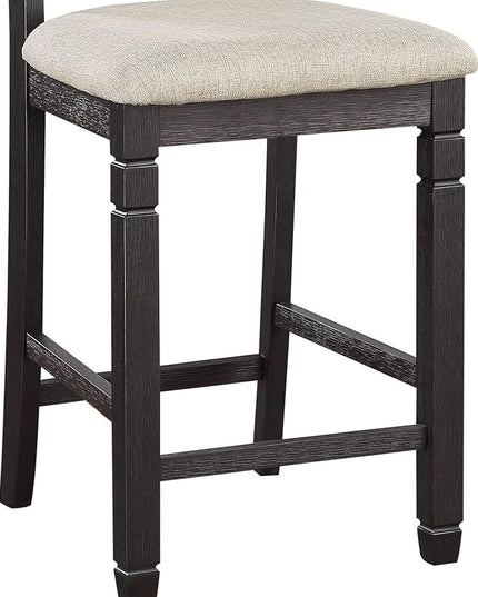 NicBex Dining Table Set for 4 Kitchen & Dining Room Tables 5Pc Counter Height Dining Set Table with Built-in Shelves and 4X Counter Height Chairs for Small Space, Black - LeafyLoom