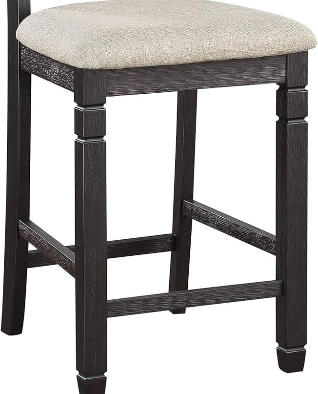 NicBex Dining Table Set for 4 Kitchen & Dining Room Tables 5Pc Counter Height Dining Set Table with Built-in Shelves and 4X Counter Height Chairs for Small Space, Black - LeafyLoom