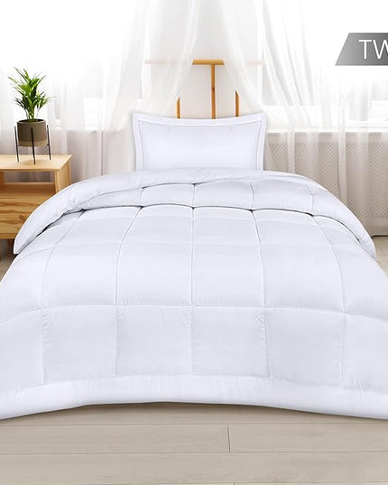 Utopia Bedding Twin Comforter Set Kids with 1 Pillow Sham, Bedding Comforter Sets, Down Alternative White Comforter, Soft and Comfortable, Machine Washable - LeafyLoom