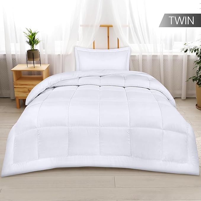 Utopia Bedding Twin Comforter Set Kids with 1 Pillow Sham, Bedding Comforter Sets, Down Alternative White Comforter, Soft and Comfortable, Machine Washable - LeafyLoom