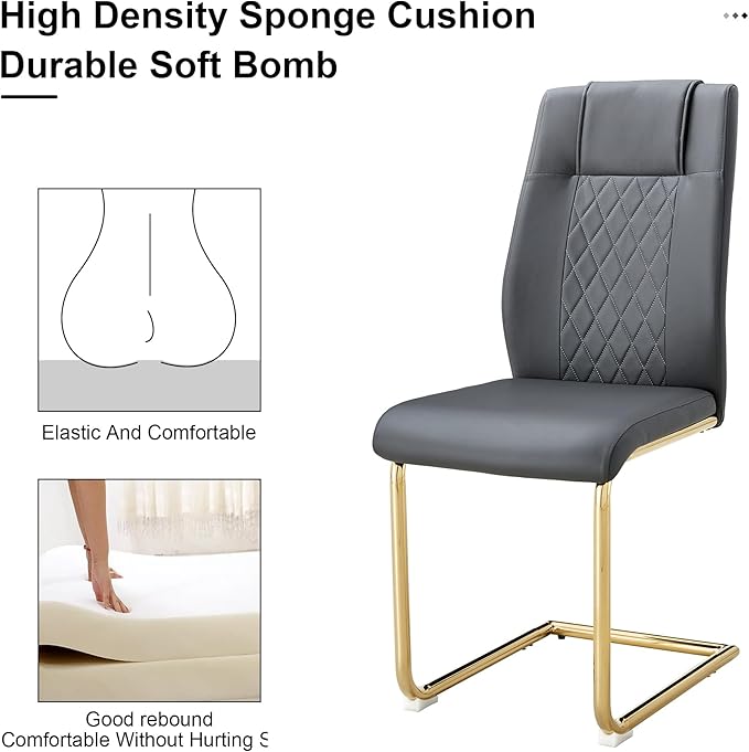 NicBex Haerin-SD-00307-LWJ Dining Chairs, 16"x19"x38", Gray and Gold - LeafyLoom