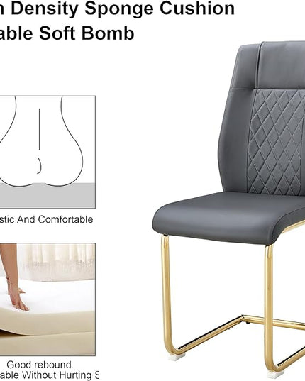 NicBex Dining Chairs Set of 4 Modern Faux Leather High Back Dining Room Kitchen Chairs with Golden Metal Legs,Side Chairs for Dining Room, Kitchen,Living Room, and Restaurants,Dark Gray - LeafyLoom