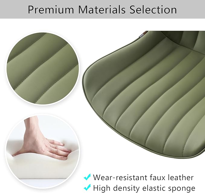 YOUNIKE Office Chair Swivel Desk Chair Upholstered Faux Leather Height Adjustable with Wheels Computer Task Chair Modern Rolling Armless with Back, Loads 300 lbs, Olive Green - LeafyLoom