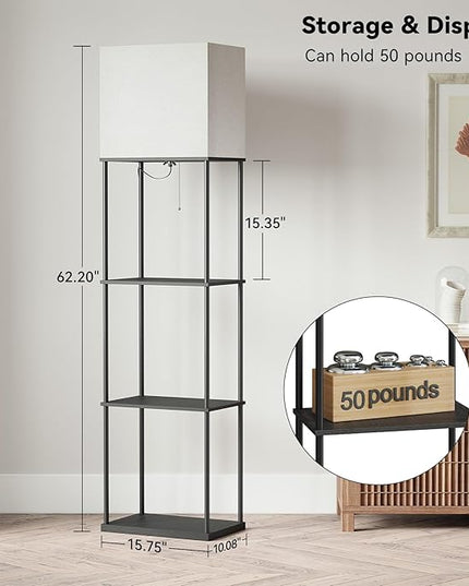 SUNMORY Large Size Floor Lamp with Shelves, 4-Tier Modern Standing Lamp with 3 Color Temperature Bulb, Tall Floor Lamp with Shelf, Corner Display Bookshelf Lamps for Living Room, Bedroom, Office - LeafyLoom