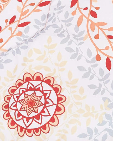 Amazon Basics Lightweight Microfiber Bed-in-a-Bag Comforter 5-Piece Bedding Set, Twin/Twin XL, Coral Medallion, Printed - LeafyLoom
