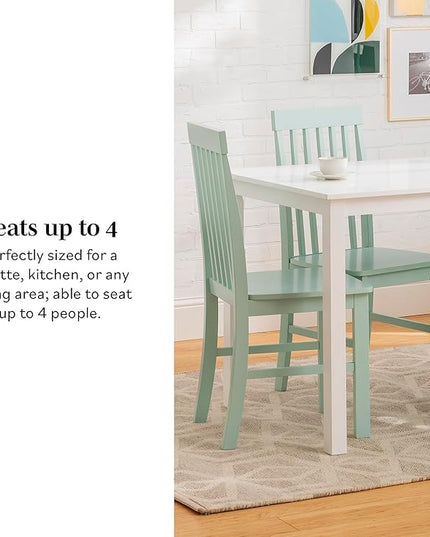 Walker Edison 4 Person Modern Farmhouse Wood Small Dining Table Dining Room Kitchen Table Set 4 Chairs Set, 48 Inch, White and Grey - LeafyLoom