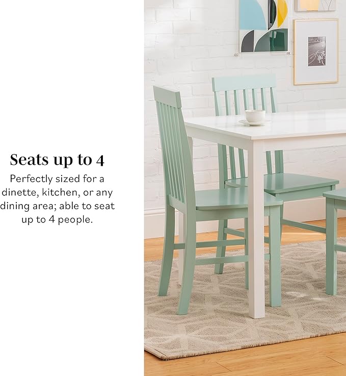 Walker Edison 4 Person Modern Farmhouse Wood Small Dining Table Dining Room Kitchen Table Set 4 Chairs Set, 48 Inch, White and Grey - LeafyLoom