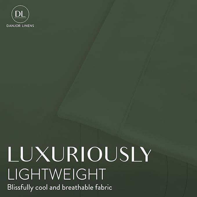 Danjor Linens King Size Sheets Set - 6 Piece Set Including 4 Pillowcases - Deep Pockets - Breathable, Soft Bed Sheets - Wrinkle Free - Machine Washable - Dark Sage King Bed Sheets - 6 pc - LeafyLoom