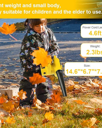 Corded Electric Leaf Blower,2 in 1 Small Handheld Lightweight Sweeper/Vacuum,110V 400W Portbale Blower for Leaf/Snow/Dust Blowing (Yellow) - LeafyLoom