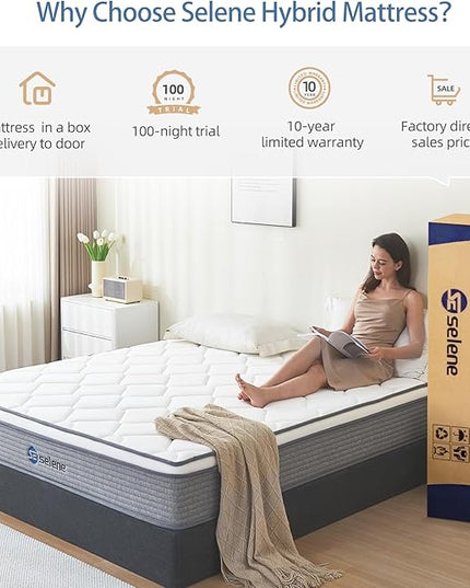 Full Size Mattress, 12 Inch Mattress Full with Pocket Spring and Memory Foam for Pressure Relief, Motion Isolation, Edge Support, Medium Firm Mattress in a Box, CertiPUR-US, Grey - LeafyLoom