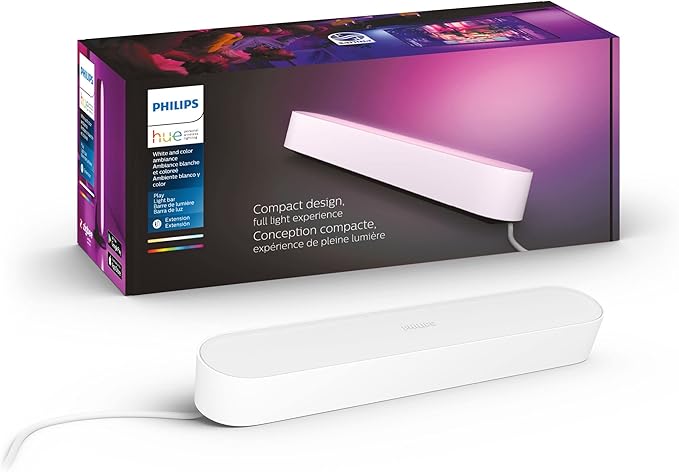 Philips Hue Smart Play Light Bar Extension, White - White & Color Ambiance LED Color-Changing - 1 Pack - Requires Bridge and Hue Play Light Bar Base Kit - Control with App or Voice Assistant PhilipsHue