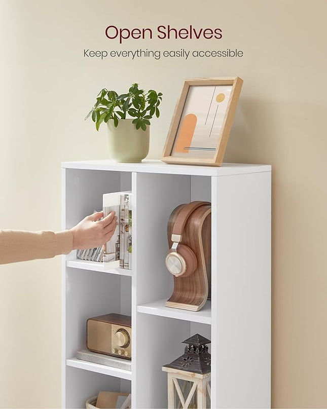 VASAGLE Bookcase, Bookshelf with 7 Compartments, Freestanding Shelves and Cube Organizer, for Display in Living Room, Bedroom, and Home Office, White ULBC27WT - LeafyLoom