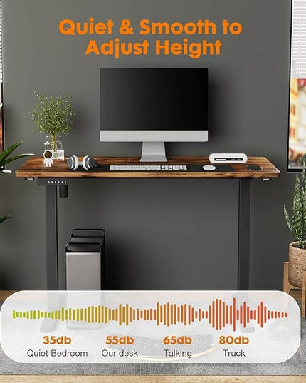 NicBex Home Office Desk 55" x 23" Electric Height Adjustable Standing Desk Computer Desk Office Desk, Sit to Stand Ergonomic Computer Desk Adjustable Desk, Brown - LeafyLoom