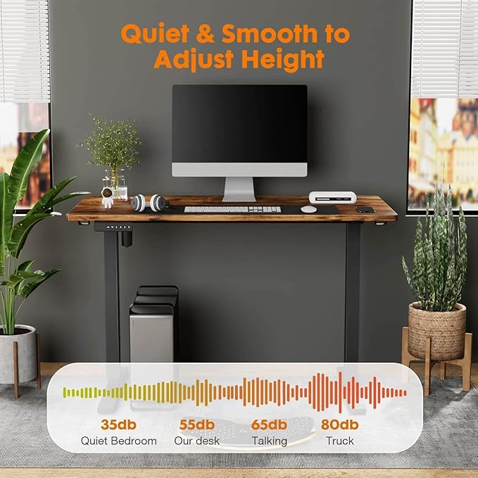 NicBex Home Office Desk 55" x 23" Electric Height Adjustable Standing Desk Computer Desk Office Desk, Sit to Stand Ergonomic Computer Desk Adjustable Desk, Brown - LeafyLoom