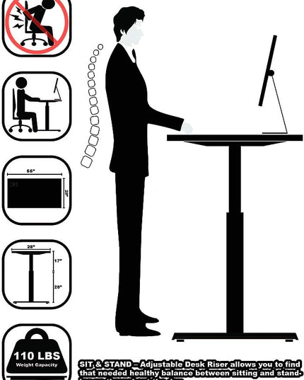 SHW Memory Preset Electric Height Adjustable Standing Desk, 48 x 24 Inches, White - LeafyLoom