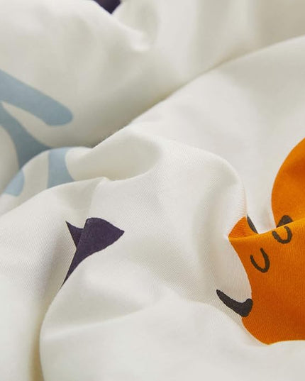 Joyreap 3pcs Cotton Comforter Set for Kids, Dinosaur Full/Queen Size Cotton Bedding Comforter for Boys Girls, White n Orange Reversible Design, Soft n Cozy Comforter for All Season- 88x88 inches - LeafyLoom