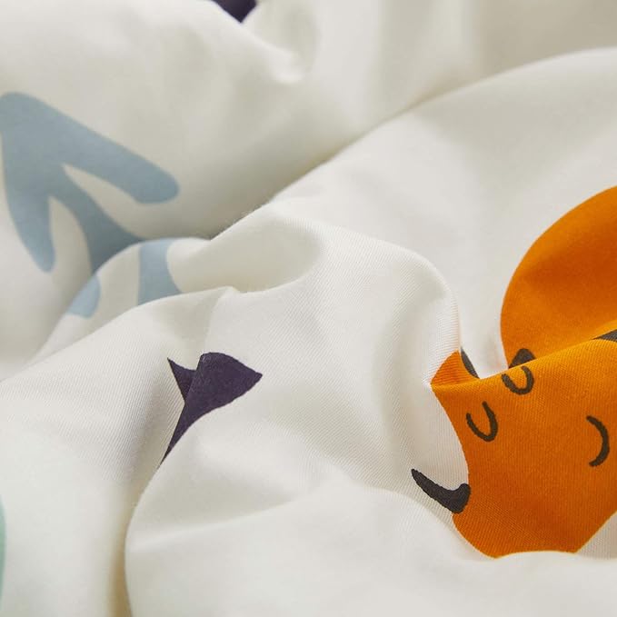 Joyreap 3pcs Cotton Comforter Set for Kids, Dinosaur Twin Size Cotton Bedding Comforter for Boys Girls, White n Orange Reversible Design, Soft n Cozy Comforter for All Season- 68x88 inches - LeafyLoom