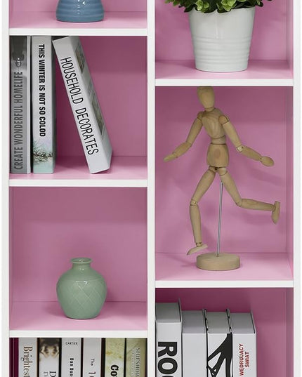 Furinno 7-Cube Reversible Open Shelf, White/Pink 11048WH/PI - LeafyLoom