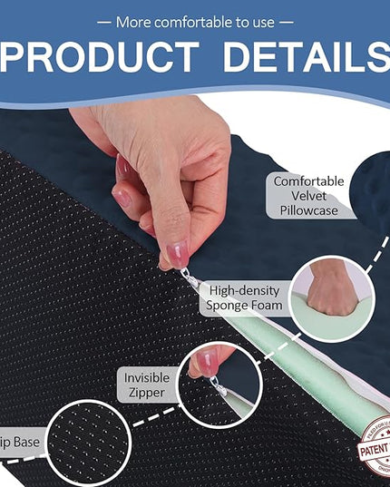 Wedge Pillow for Side Sleeping, Body Positioning Foam Wedge Pillow, Side Wedge Pillow for Sleeping Non-Slip Back Positioning Pillow for Bed Sore Wedge (Dark Blue) - LeafyLoom