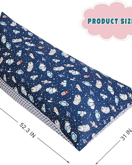 Stuffed Animal Storage Bean Bag Chair Cover, Cotton Blue Universe Plush Toy Storage Stuff and Sit Seat for Kids/Teens/Adults, 52" x 31" Extra Large Triangle Floor Sofa, 200L/52Gal, Cover Only - LeafyLoom