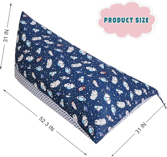 Stuffed Animal Storage Bean Bag Chair Cover, Cotton Blue Universe Plush Toy Storage Stuff and Sit Seat for Kids/Teens/Adults, 52" x 31" Extra Large Triangle Floor Sofa, 200L/52Gal, Cover Only - LeafyLoom