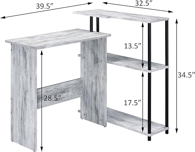 NicBex Kimberly-DW-00208-LWJ Home Office Desks, 39.5"x32.5"x34.5", Black + Grey - LeafyLoom