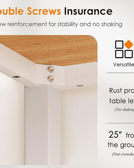 DlandHome 47 inches Medium Computer Desk, Composite Wood Board, Decent and Steady Home Office Desk/Workstation/Table, BS1-120TW Teak and White Legs, 1 Pack - LeafyLoom