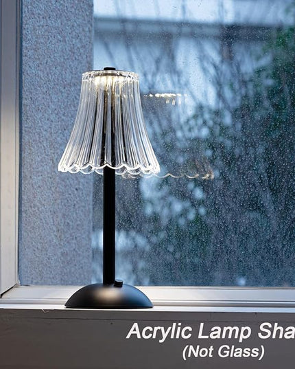 Cordless Table Lamps for Home,Table,Dining Room, Gold Rechargeable Lamps, USB Charge 12'' Tall LED Brass Portable Outdoor Indoor Table Lamp with Built-in Dimmer (Black-White) - LeafyLoom