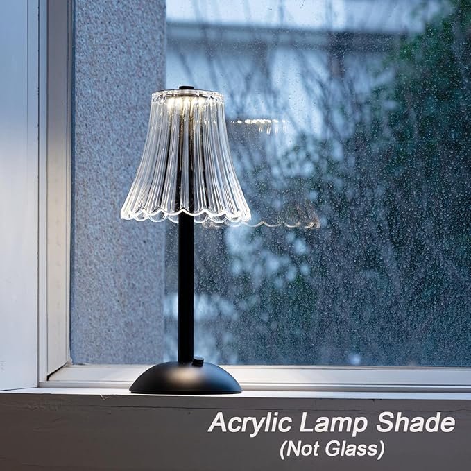 Cordless Table Lamps for Home,Table,Dining Room, Gold Rechargeable Lamps, USB Charge 12'' Tall LED Brass Portable Outdoor Indoor Table Lamp with Built-in Dimmer (Black-White) - LeafyLoom
