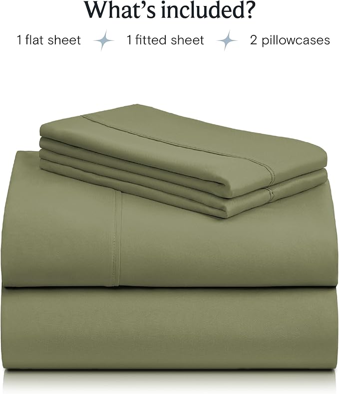 LuxClub 4 PC Sheet Bed Sheets Deep Pockets 18" Eco Friendly Wrinkle Free-Kids-Fitted Sheets Machine Washable Hotel Bedding Silky Soft - Olive Twin - LeafyLoom