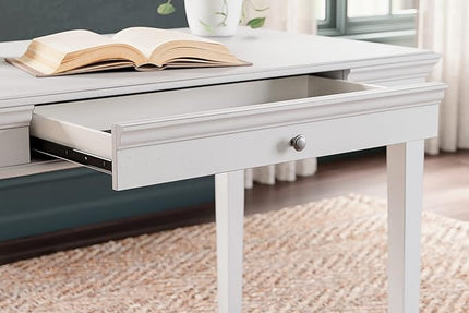 Signature Design by Ashley Kanwyn Classic Home Office Small Leg Desk with 1 Drawer and USB Ports, White - LeafyLoom