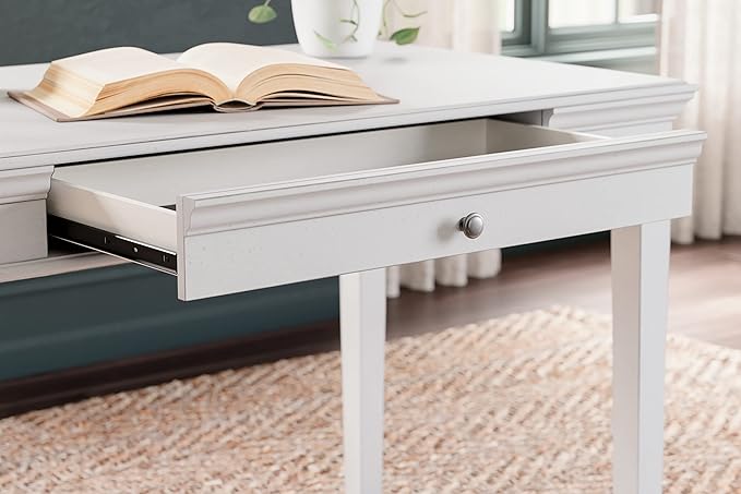 Signature Design by Ashley Kanwyn Classic Home Office Small Leg Desk with 1 Drawer and USB Ports, White - LeafyLoom