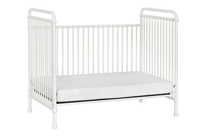 Namesake Abigail 3-in-1 Convertible Metal Crib in Washed White, Greenguard Gold Certified - LeafyLoom