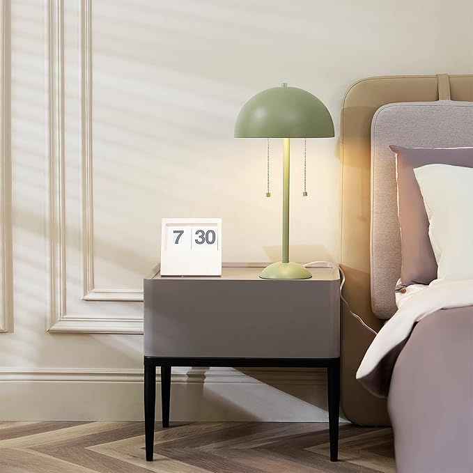 Globe Electric Novogratz x 65850 Haydel 21" 2-Light Table Lamp, Sage Green, Double On/Off Pull Chain - LeafyLoom