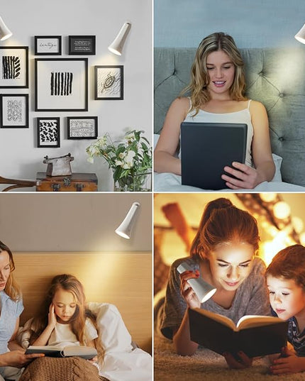 LED Desk Lamp, Cordless Rechargeable Table Lamp with 3 Brightness Levels, Dimmable, Removable Touch Lamp for Reading Bedroom Home Office Study(white) - LeafyLoom