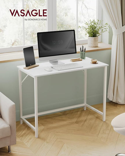 VASAGLE Computer Desk, Gaming Desk, Home Office Desk, for Small Spaces, 19.7 x 39.4 x 29.5 Inches, Modern Style, Metal Frame, Maple White ULWD041W44 - LeafyLoom