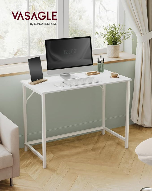 VASAGLE Computer Desk, Gaming Desk, Home Office Desk, for Small Spaces, 19.7 x 39.4 x 29.5 Inches, Modern Style, Metal Frame, Maple White ULWD041W44 - LeafyLoom
