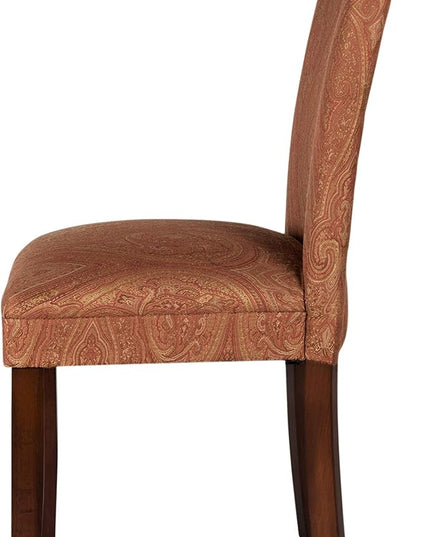 Homepop Home Decor |K1136-F765 | Classic Upholstered Parsons Dining Chair | Single Accent Dining Chair, Red & Gold Damask - LeafyLoom